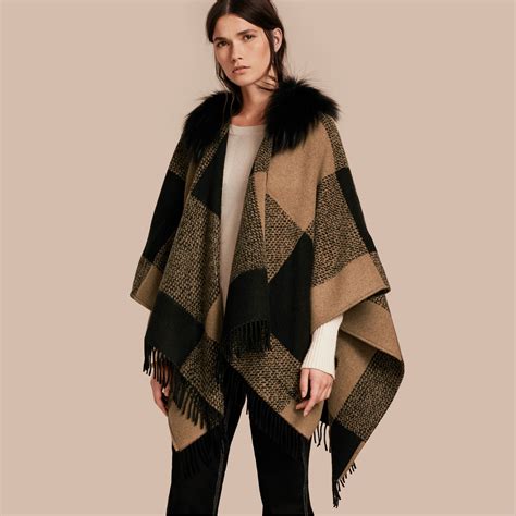 poncho burberry replica|burberry fur trimmed poncho.